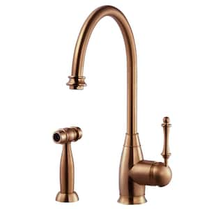 Charlotte Traditional Single-Handle Standard Kitchen Faucet with Sidespray and CeraDox Technology in Antique Copper