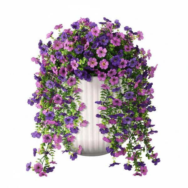 UUDULY Purple Artificial Hanging Flowers Outdoor Indoor UV