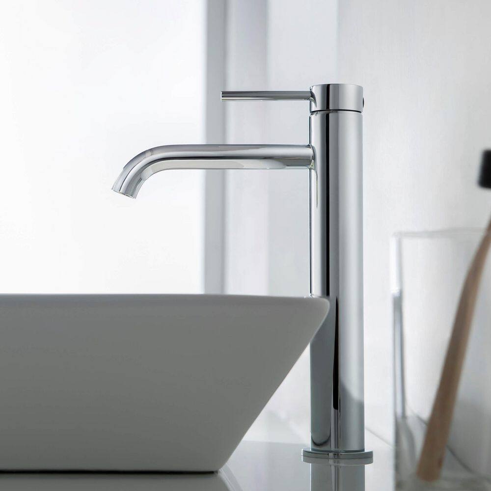 Chrome High Arc Single Handle Vessel Sink Faucet