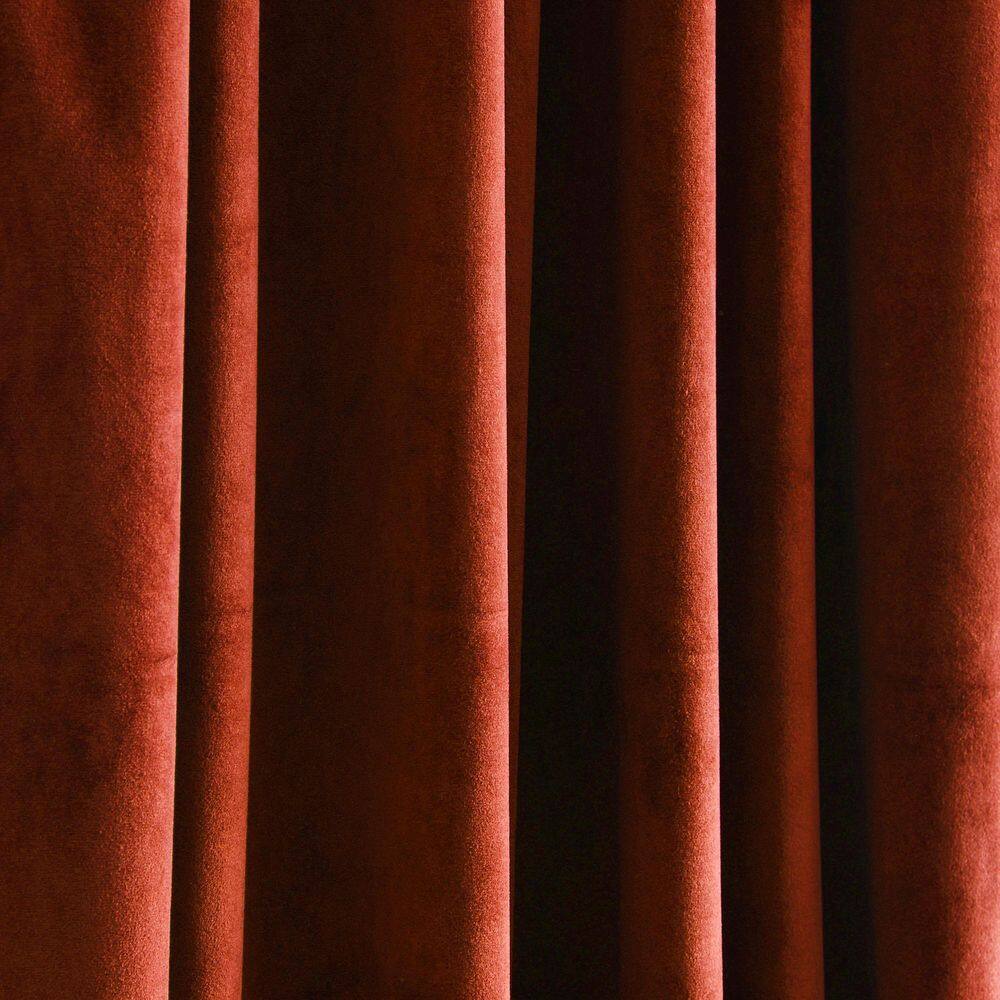 Rust Velvet Blackout Pleated Window Curtain Panels