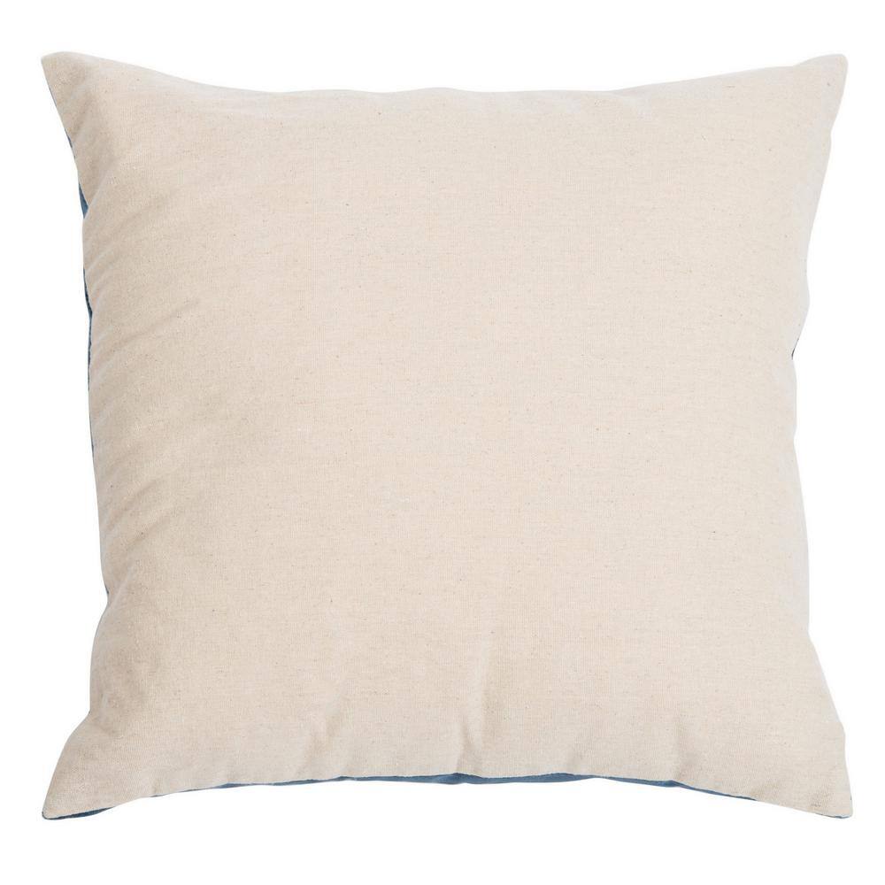 Sapphire Striped 18'' Square Blue Velvet Decorative Pillow