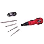 Electric and Manual Duo USB Rechargeable Screw Driver in Red with 4 Bits