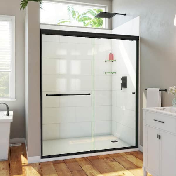 DreamLine Alliance Pro HV 60 in. W x 70.5 in. H Sliding Semi Frameless Shower Door in Matte Black with Clear Glass