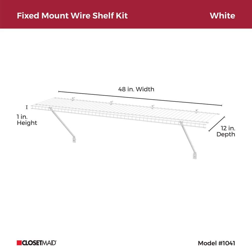 Essential 4 ft White Steel Ventilated Shelf Kit with Hardware
