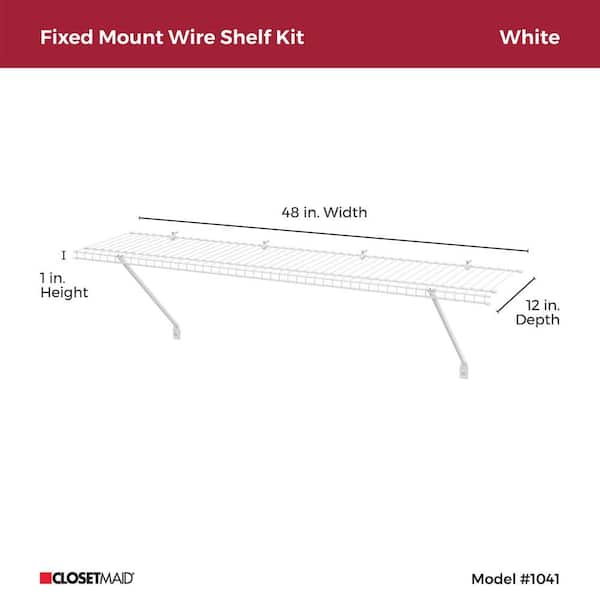 48 in. W x 12 in. D White Steel Wire Closet Shelf