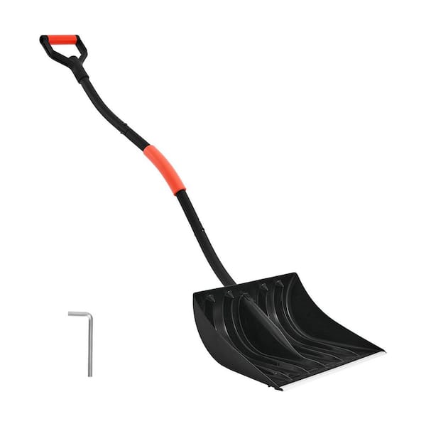 41.7 in. Plastic Handle Plastic Snow Shovel with Aluminum Edge, High-Capacity Snow Removal Tool for Garden
