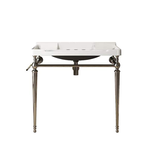 36 in. Freestanding Chrome Bath Vanity with White Ceramic Top Unassembled