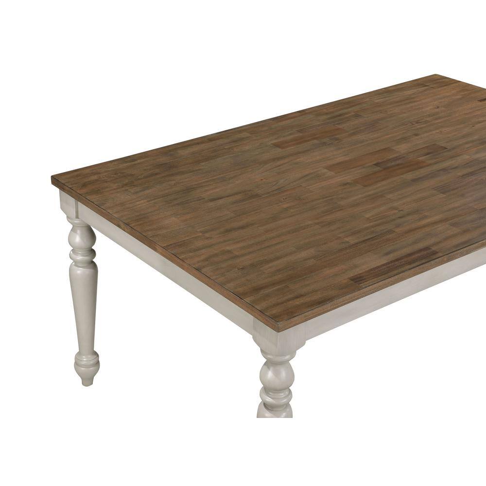 Jennifer 7-Piece Beige and Brown Wood Dining Set