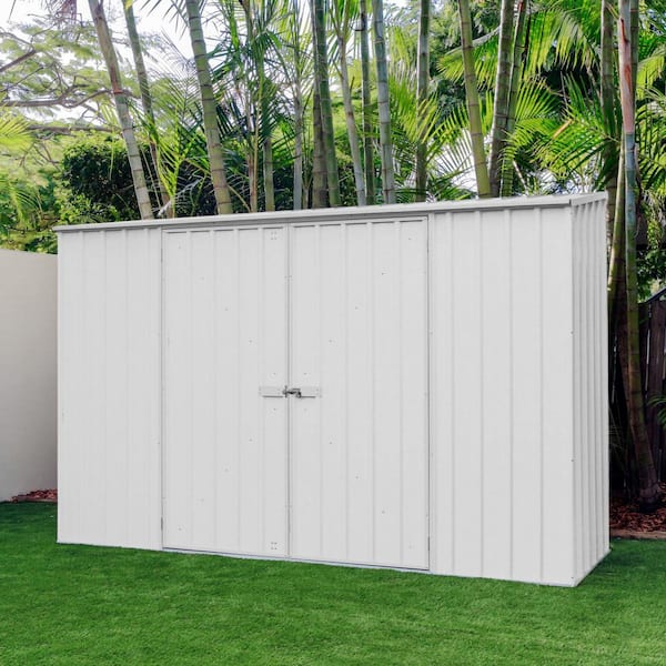 Space Saver 10 ft. W x 2.5 ft. D Galvanized Steel Metal Shed in Surfmist with SNAPTiTE Assembly System (25 Sq. ft. )