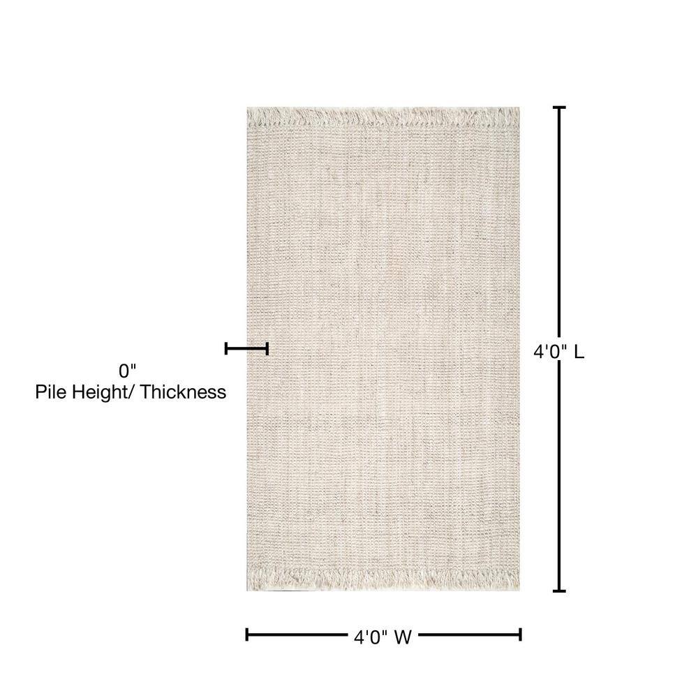 Handmade Off-White Square Jute Area Rug, 4' x 4'