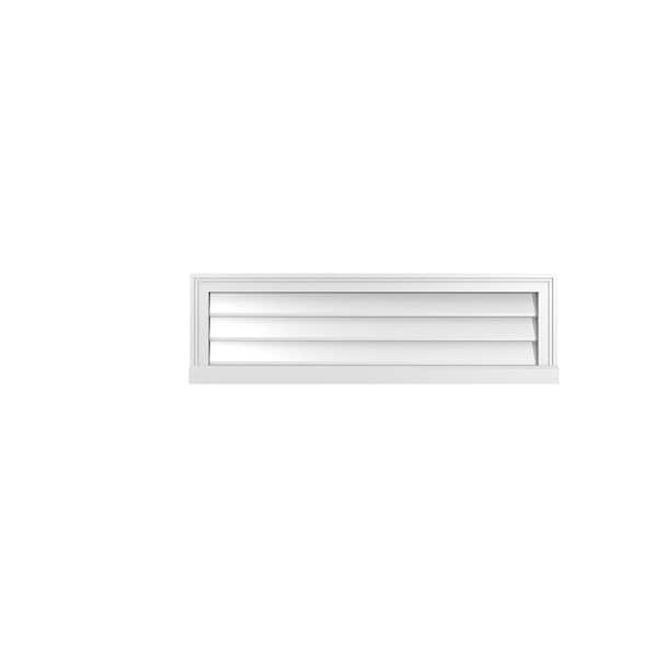 Ekena Millwork 40 in. x 12 in. Vertical Surface Mount PVC Gable Vent: Decorative with Brickmould Sill Frame