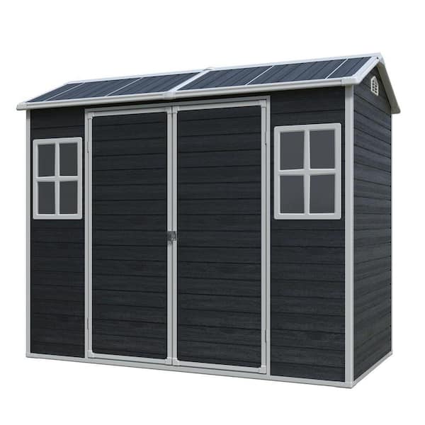 8 ft. W x 4 ft. D Black Plastic Garden Shed with Two-Window and Double-Door for Outdoor Use (32 sq. ft. )