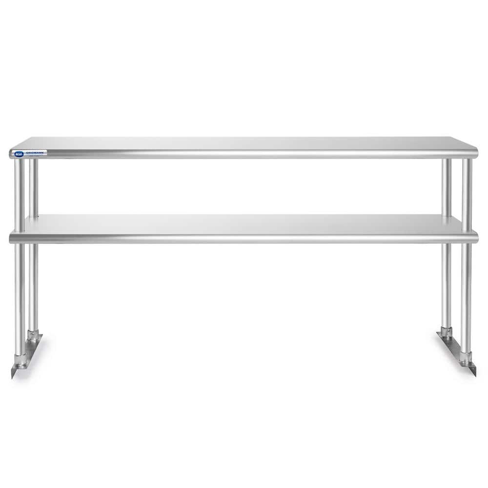 72" Satin Stainless Steel 2-Tier Overshelf for Prep Tables