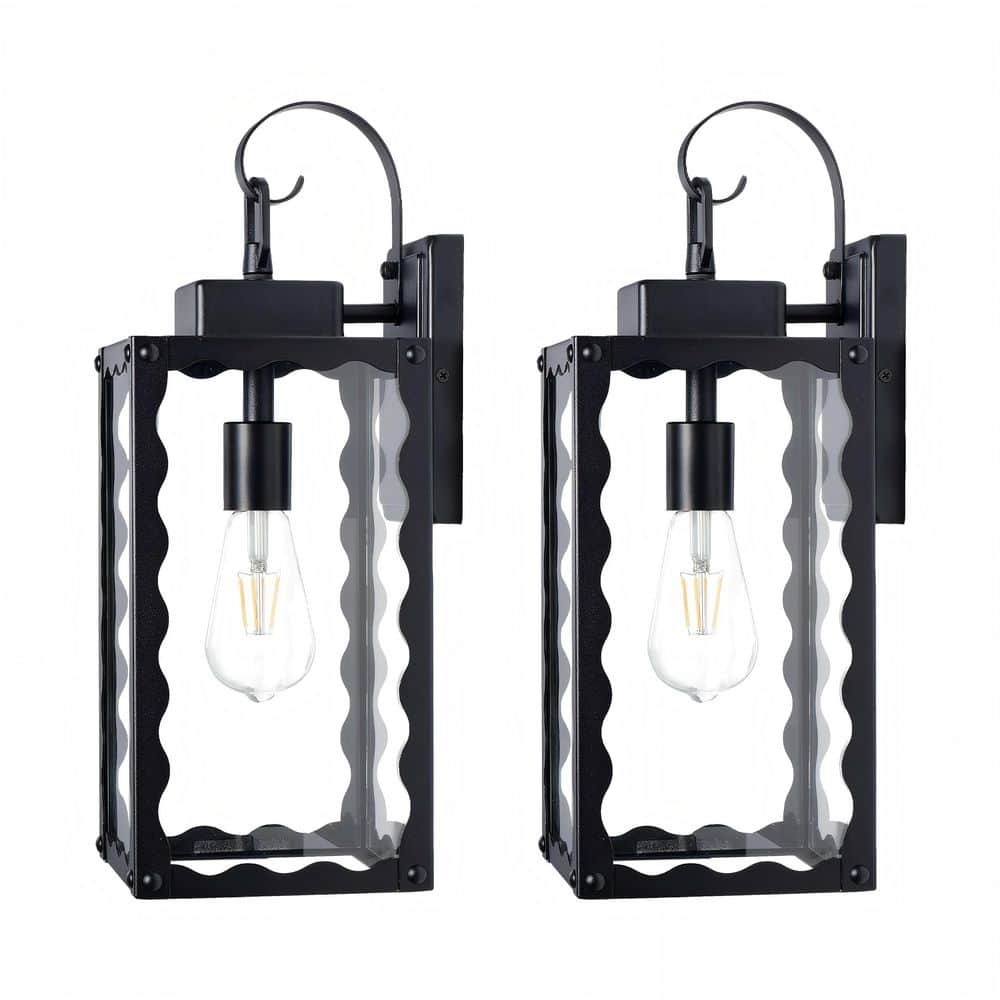 18 in. Modern Matte Black Lantern Sconce Outdoor Sconce Weather Resistant Hardwired with No Bulb Included for Home price history on PriceWatchPro