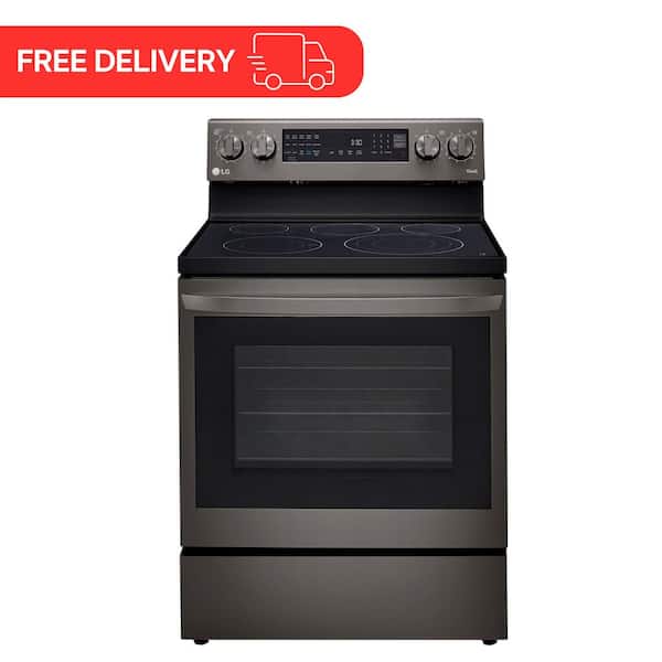 6.3 cu. ft. Smart True Convection InstaView Electric Range Single Oven with Air Fry in PrintProof Black Stainless Steel
