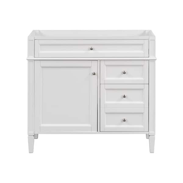 Nestfair 35.74 in. W x 17.87 in. D x 33 in. H Bath Vanity Cabinet without Top in White with 2 Drawers and a Tip-out Drawer