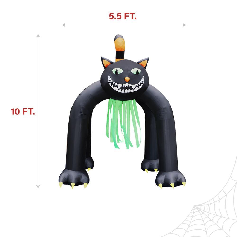 10-Foot Tall Black Cat Arch Inflatable with LED Lights