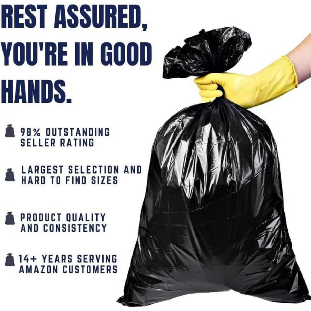 Heavy Duty Black Recycled Plastic Trash Bags, 33 Gallon, 100 Count