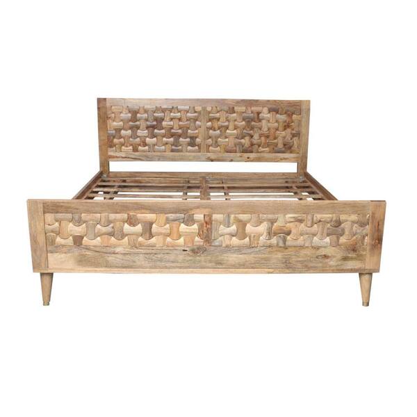 HomeRoots Shelly Light Brown / Honey King Bed with Slat Headboard