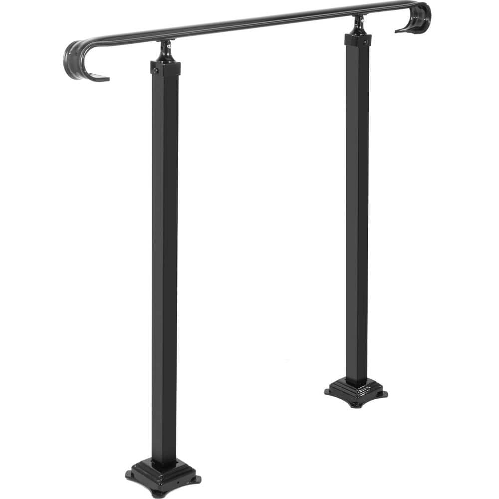 Handrails for Outdoor Steps 38.35 in. H x 3.72 in. W in Black Wrought Iron Handrail, Stair Railing Kit price history on PriceWatchPro