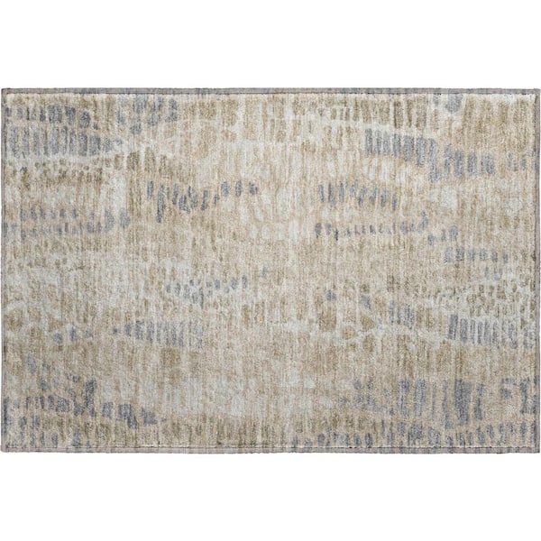 Mayfield Premium Machine Washable Abstract AMF2382 Beige 3 ft. x 4 ft. Area Rug