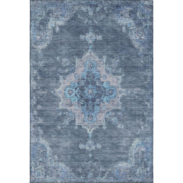 Mayfield Premium Machine Washable Abstract AMF2321 Blue 10 ft. x 14 ft. Area Rug