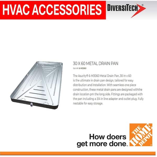 Asurity 26 ga 30 in. x 60 in. Metal Drain Pan for Water Heaters