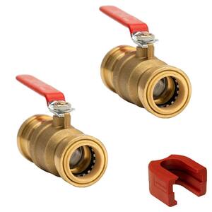 1 in. Brass Push-to-Connect Full Port Ball Valve with SlipClip Release Tool (2-Pack)