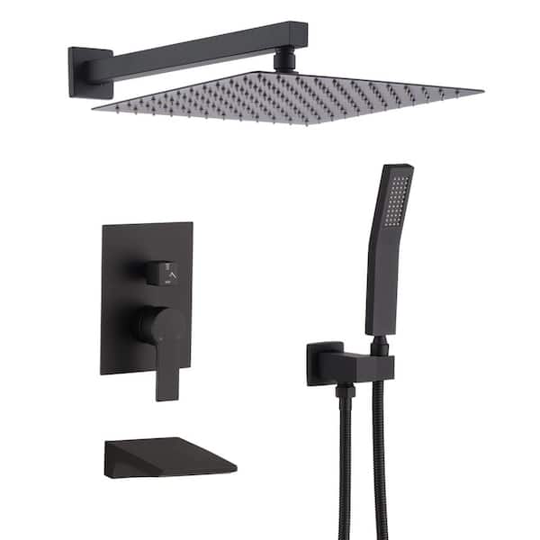 Satico Single Handle 3-Spray Tub and Shower Faucet 1.8 GPM in. Matte Black Valve Included