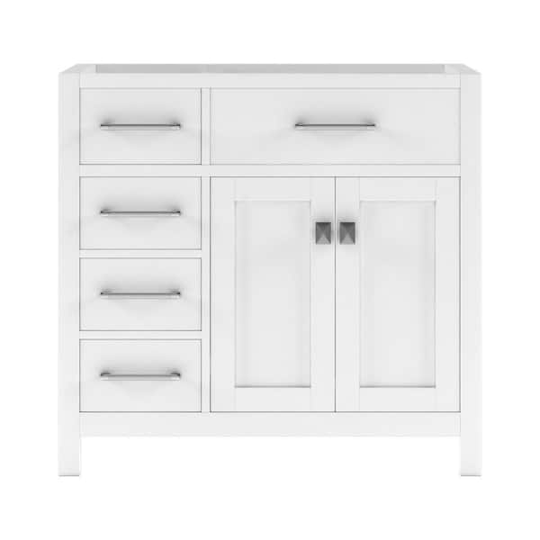 Virtu USA Caroline Parkway 36 in. W x 22 in D x 33.5 in H Bath Vanity Cabinet in White