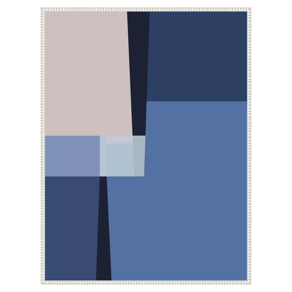 Blue and Beige Abstract Beaded Framed Canvas Wall Art