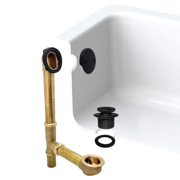 14 in. Brass Tip-Toe Drain Bath Waste in Matte Black