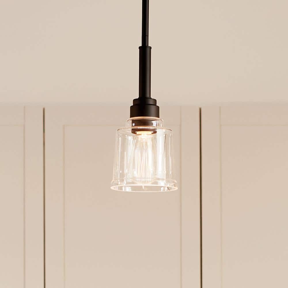 Aivian 5" Black and Clear Glass Mini Pendant Light