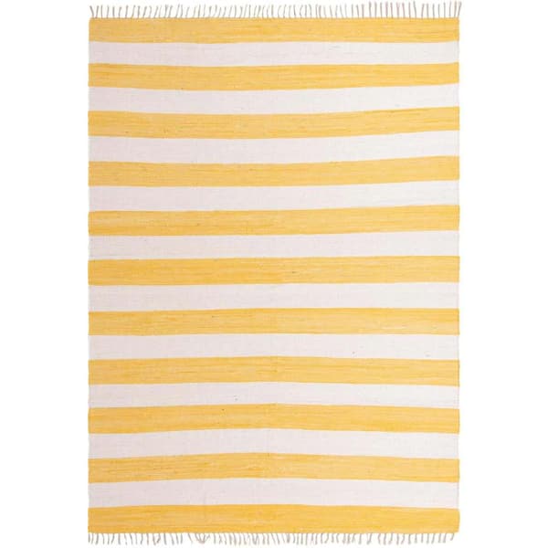Chindi Rag Striped Yellow and Ivory 10' 0 x 14' 1 Area Rug