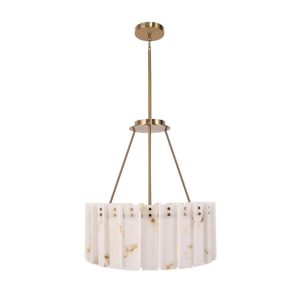 24 in. 6-Light Gold Drum Chandelier for Dining Room Living Room Bedroom, Faux Marble Shade Ceiling Light price history on PriceWatchPro