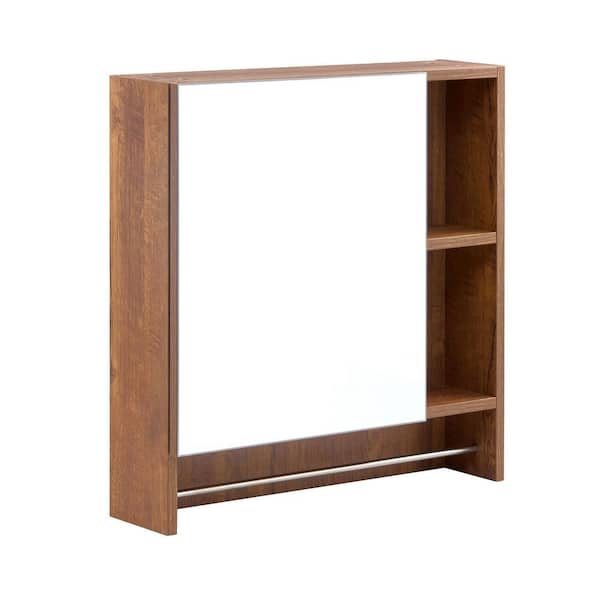 Avex Brown 22 in. W x 22 in. H Rectangular MDF Medicine Cabinet with Mirror