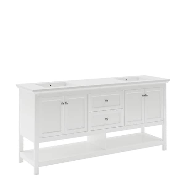 Fresca Manchester 72 in. Double Bath Vanity Cabinet without Top in White - Shaker-Style