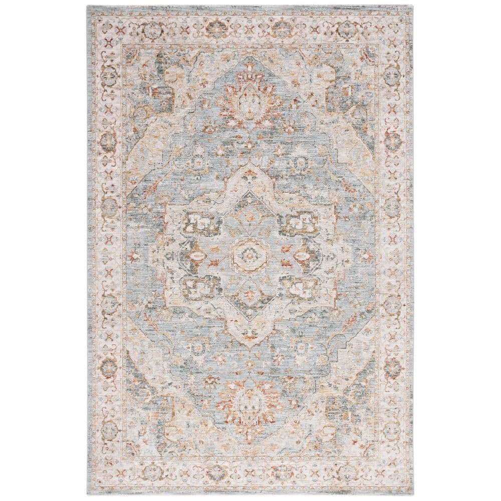 SAFAVIEH Hamilton Blue/Gray 4 ft. x 6 ft. Floral Oriental Border Area