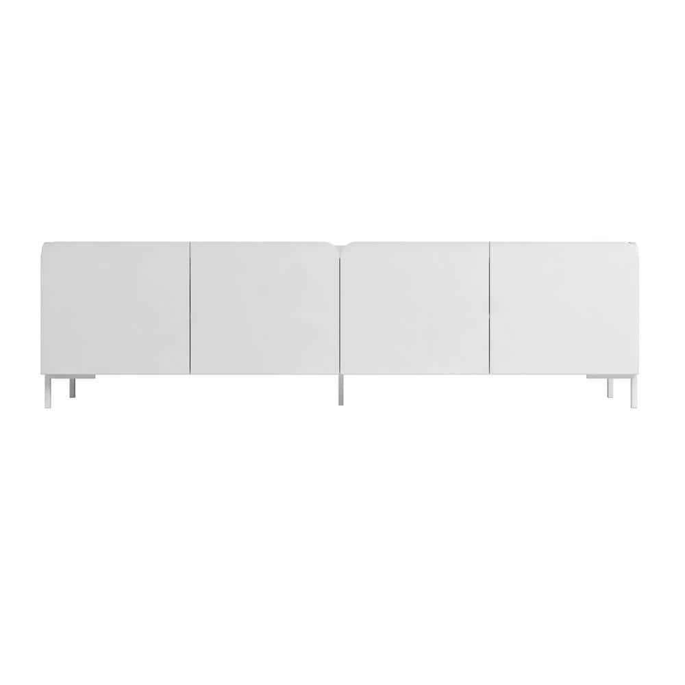 White Mid-Century Modern TV Stand and Cabinet Set