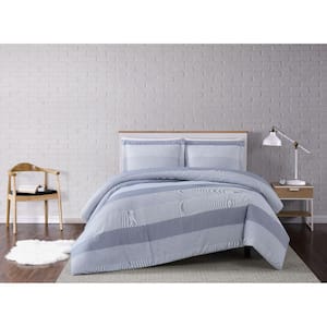 Grey Multi Stripe Full/Queen 3 Piece Comforter Set
