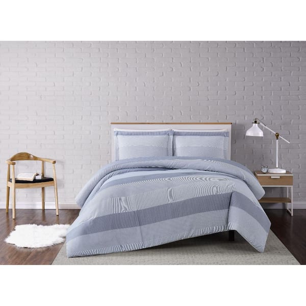 Truly Soft Grey Multi Stripe Full/Queen 3 Piece Comforter Set