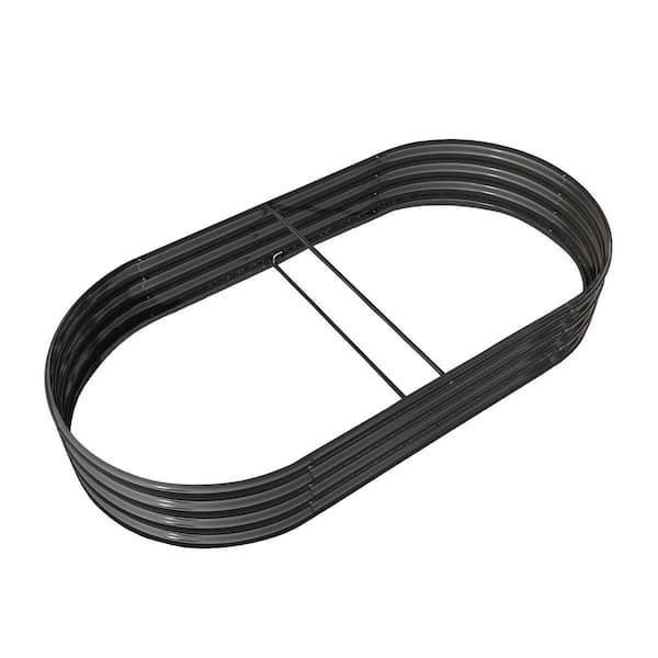 GAWEZA 70.86 x 35.43 x 11.42 in Black Galvanized Steel Oval Outdoor Raised Beds Metal Garden Planter Box for Vegetables Herb