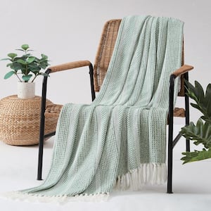 Textured Stripe Polyester Green 50 x 60 Throw