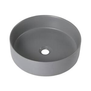 ROUND Simple Art Grey Ceramic Circular Bathroom Vessel Sink with Scratch Resistant