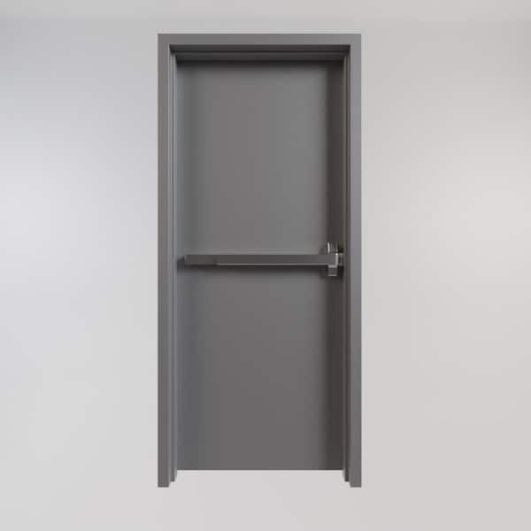 36 in. x 84 in. Right-Handed Gray Primed Steel Commercial Door Kit with Panic Device and 180 Minute Fire Rating