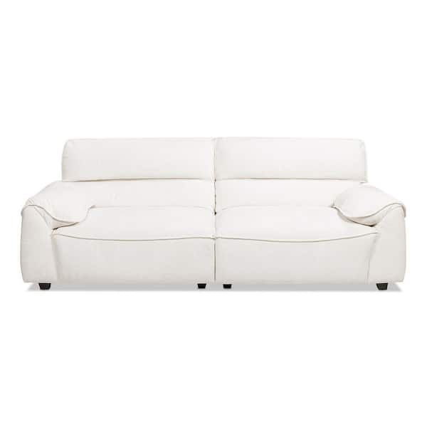 Sorrento 90.5 in. Modular 2-Piece Chenille Sofa in Creme Off-White