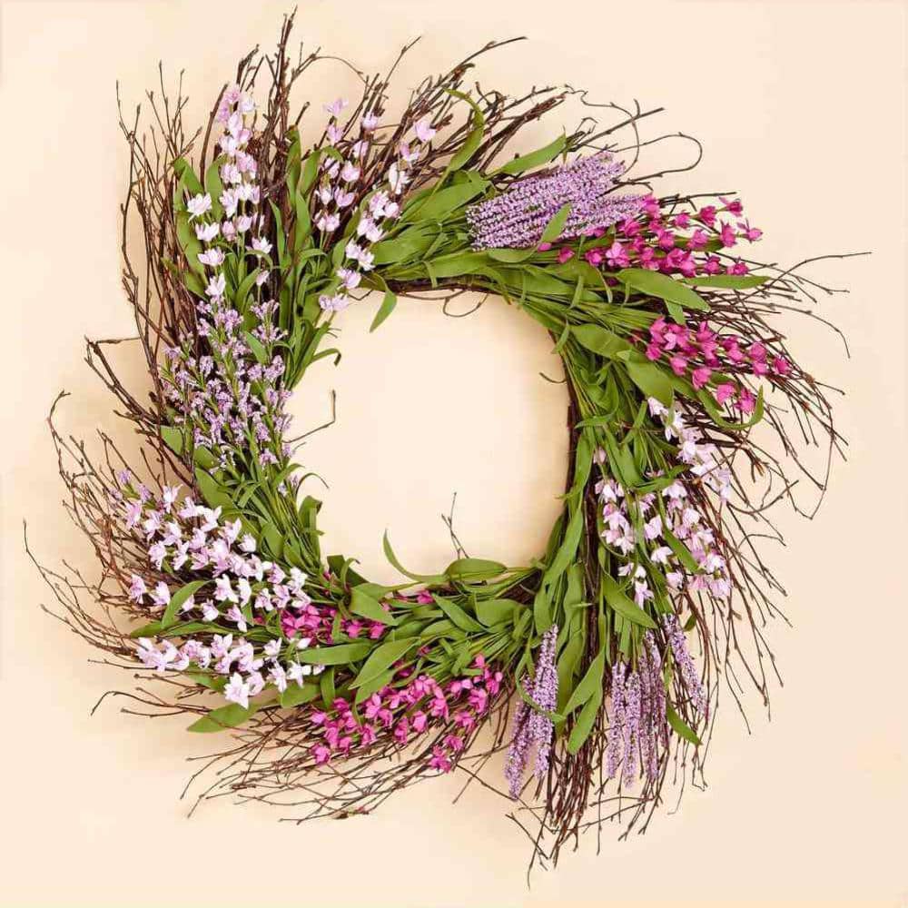 20 in. Artificial Purple Flower Wreath
