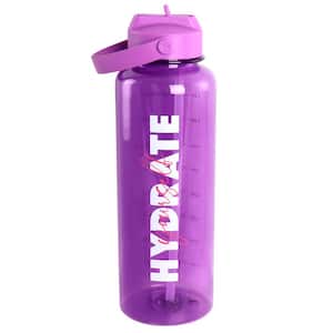 Brever 50 oz. Purple Hydrate Yourself Hourly Motivation Plastic Water Bottle