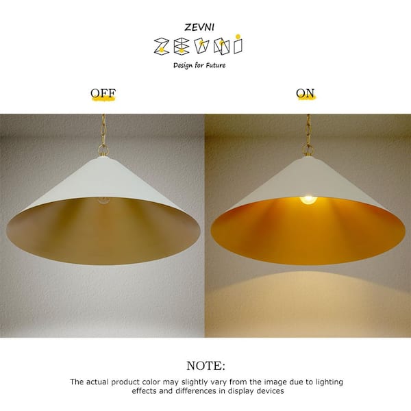 Zevni Mid-century Modern 24.2 in. W 1-Light Gold Pendant