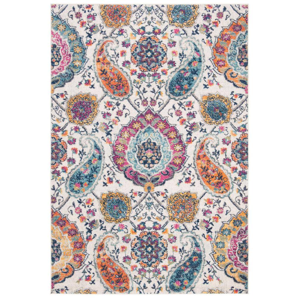 Blue and Cream 4' x 6' Hand-knotted Synthetic Area Rug